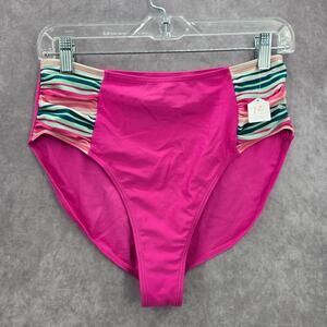 Matilda Jane Pink Stripe Cheeky High Bikini Bottom Swimwear Medium
